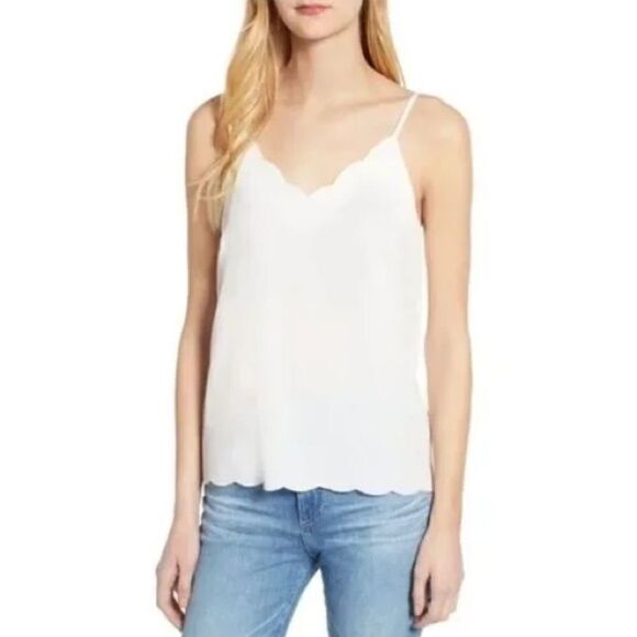 Halogen White Scalloped Cami Tank Blouse - Picture 1 of 11